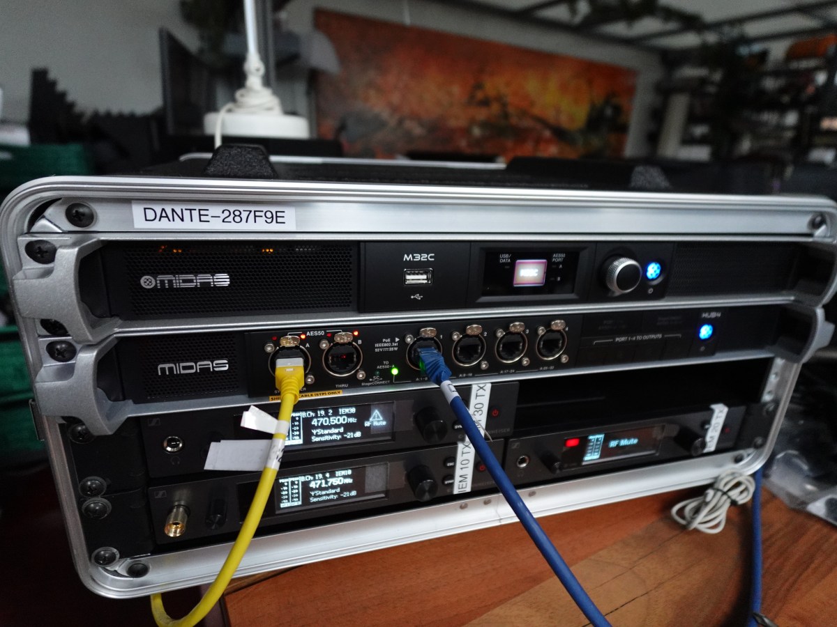 A Dante/AES50 enabled 4U mixer rack for 8 wireless IEM&nbsp;channels